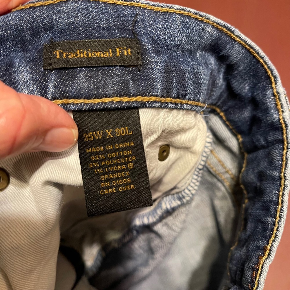 Jos‎ A Bank Reserve Traditional Fit Mens Blue Wash Denim Jeans 35W 30L - Picture 6 of 11